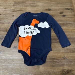 4/20$ Old Navy Navy and Orange Dino Bodysuit Onesie size 12-18 months